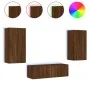 Wall TV cabinets with LED lights 3 pieces oak brown by , TV Furniture - Ref: Foro24-3216880, Price: 166,59 €, Discount: %