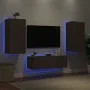 Wall TV cabinets with LED lights 3 pieces oak brown by , TV Furniture - Ref: Foro24-3216880, Price: 166,59 €, Discount: %