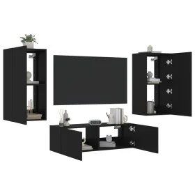 Wand-TV-Schränke mit LED-Leuchten 3 Stück schwarz von , TV-Möbel - Ref: Foro24-3216875, Preis: 186,38 €, Rabatt: %