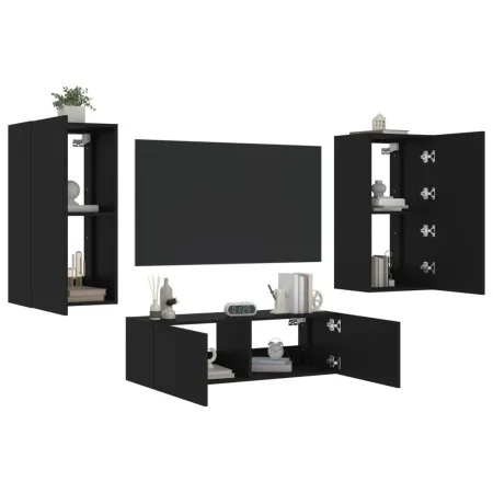 Wand-TV-Schränke mit LED-Leuchten 3 Stück schwarz von , TV-Möbel - Ref: Foro24-3216875, Preis: 186,38 €, Rabatt: %