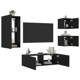 Wand-TV-Schränke mit LED-Leuchten 4 Stück schwarz von , TV-Möbel - Ref: Foro24-3216882, Preis: 184,94 €, Rabatt: %