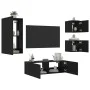 Wall TV cabinets with LED lights 4 pieces black by , TV Furniture - Ref: Foro24-3216882, Price: 182,40 €, Discount: %