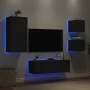 Wall TV cabinets with LED lights 4 pieces black by , TV Furniture - Ref: Foro24-3216882, Price: 182,40 €, Discount: %