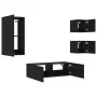 Wall TV cabinets with LED lights 4 pieces black by , TV Furniture - Ref: Foro24-3216882, Price: 182,40 €, Discount: %