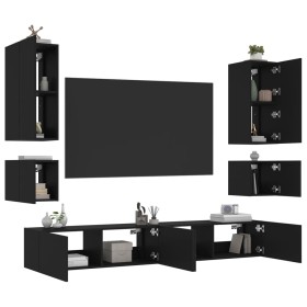 Wand-TV-Schränke mit LED-Leuchten 6 Stück schwarz von , TV-Möbel - Ref: Foro24-3216889, Preis: 294,95 €, Rabatt: %
