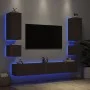 Muebles de TV de pared con luces LED 6 piezas marrón roble de , Muebles TV - Ref: Foro24-3216894, Precio: 247,82 €, Descuento: %