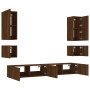 Muebles de TV de pared con luces LED 6 piezas marrón roble de , Muebles TV - Ref: Foro24-3216894, Precio: 253,37 €, Descuento: %