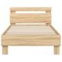 Cama con cabecero madera de ingeniería roble Sonoma 90x190 cm de , Camas y somieres - Ref: Foro24-838563, Precio: 103,32 €, D...