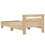 Sonoma oak engineered wood bed with headboard 90x190 cm by , Beds and slatted bases - Ref: Foro24-838563, Price: 99,80 €, Dis...