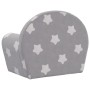 Sofá para niños felpa suave gris claro con estrellas
