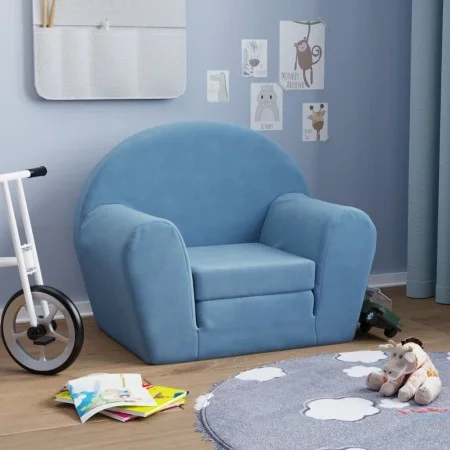 Blue soft plush children's sofa bed by , Baby and Toddler Furniture - Ref: Foro24-356996, Price: 45,15 €, Discount: %