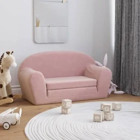 Rosafarbenes 2-Sitzer-Kinderschlafsofa aus weichem Plüsch von , Baby- und Kleinkindmöbel - Ref: Foro24-357003, Preis: 71,87 €...