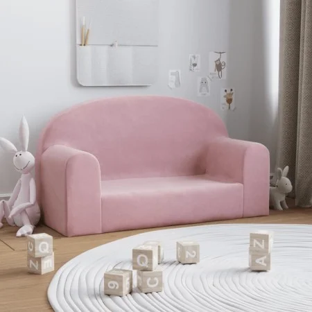 Rosafarbenes 2-Sitzer-Kindersofa aus weichem Plüsch von , Baby- und Kleinkindmöbel - Ref: Foro24-357015, Preis: 43,23 €, Raba...