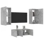 TV wall furniture with LED 4 pieces concrete gray engineered wood by , TV Furniture - Ref: Foro24-3216821, Price: 182,48 €, D...