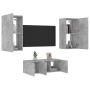 TV-Wandmöbel mit LED, 4-teilig, Betongrau, Holzwerkstoff von , TV-Möbel - Ref: Foro24-3216821, Preis: 184,84 €, Rabatt: %