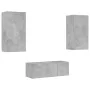 TV wall furniture with LED 4 pieces concrete gray engineered wood by , TV Furniture - Ref: Foro24-3216821, Price: 182,48 €, D...