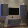 Muebles TV pared con LED 4 pzas madera ingeniería gris hormigón de , Muebles TV - Ref: Foro24-3216821, Precio: 190,13 €