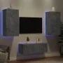 TV wall furniture with LED 4 pieces concrete gray engineered wood by , TV Furniture - Ref: Foro24-3216821, Price: 182,48 €, D...