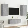 TV wall furniture with LED 4 pieces concrete gray engineered wood by , TV Furniture - Ref: Foro24-3216821, Price: 182,48 €, D...