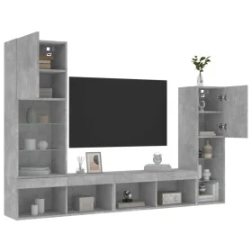 TV-Wandmöbel mit LED, 4-teilig, Betongrau, Holzwerkstoff von , TV-Möbel - Ref: Foro24-3216657, Preis: 173,83 €, Rabatt: %