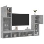 TV wall furniture with LED 4 pieces concrete gray engineered wood by , TV Furniture - Ref: Foro24-3216657, Price: 177,62 €, D...