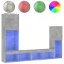 TV-Wandmöbel mit LED, 4-teilig, Betongrau, Holzwerkstoff von , TV-Möbel - Ref: Foro24-3216657, Preis: 173,24 €, Rabatt: %