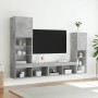 TV wall furniture with LED 4 pieces concrete gray engineered wood by , TV Furniture - Ref: Foro24-3216657, Price: 177,62 €, D...