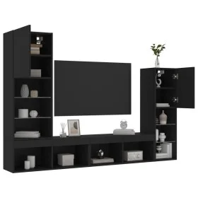 Wand-TV-Schränke mit LED, 4 Stück, schwarzes Holzwerkstoff von , TV-Möbel - Ref: Foro24-3216655, Preis: 178,08 €, Rabatt: %