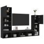 Muebles de TV de pared con LED 4 pzas madera ingeniería negro de , Muebles TV - Ref: Foro24-3216655, Precio: 185,57 €, Descue...