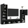 Wand-TV-Schränke mit LED, 4 Stück, schwarzes Holzwerkstoff von , TV-Möbel - Ref: Foro24-3216655, Preis: 178,08 €, Rabatt: %
