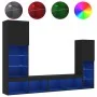 Wand-TV-Schränke mit LED, 4 Stück, schwarzes Holzwerkstoff von , TV-Möbel - Ref: Foro24-3216655, Preis: 178,08 €, Rabatt: %