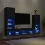 Wand-TV-Schränke mit LED, 4 Stück, schwarzes Holzwerkstoff von , TV-Möbel - Ref: Foro24-3216655, Preis: 178,08 €, Rabatt: %