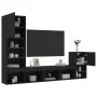 Wand-TV-Schränke mit LED, 4 Stück, schwarzes Holzwerkstoff von , TV-Möbel - Ref: Foro24-3216662, Preis: 165,26 €, Rabatt: %