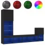 Wand-TV-Schränke mit LED, 4 Stück, schwarzes Holzwerkstoff von , TV-Möbel - Ref: Foro24-3216662, Preis: 165,26 €, Rabatt: %