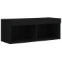 Wand-TV-Schränke mit LED, 4 Stück, schwarzes Holzwerkstoff von , TV-Möbel - Ref: Foro24-3216662, Preis: 165,26 €, Rabatt: %