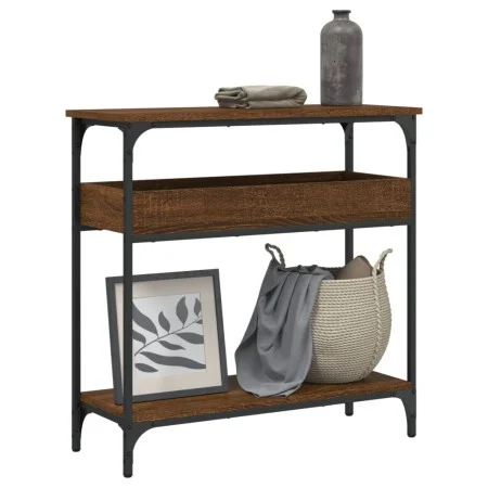 Console table shelf engineered wood brown oak 75x29x75 cm by , Side tables - Ref: Foro24-837716, Price: 46,43 €, Discount: %