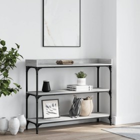 Mesa consola con estantes gris Sonoma 100x30x80 cm