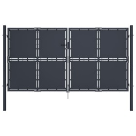 Puerta de jardín de acero gris antracita 300x150 cm de vidaXL, Puertas de jardín - Ref: Foro24-144526, Precio: 589,11 €, Desc...