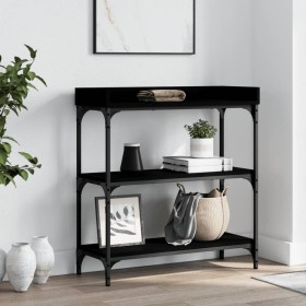 Console table with shelves black 75x30x80 cm by , Side tables - Ref: Foro24-837812, Price: 51,52 €, Discount: %