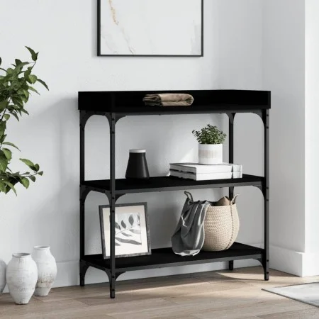 Console table with shelves black 75x30x80 cm by , Side tables - Ref: Foro24-837812, Price: 49,34 €, Discount: %