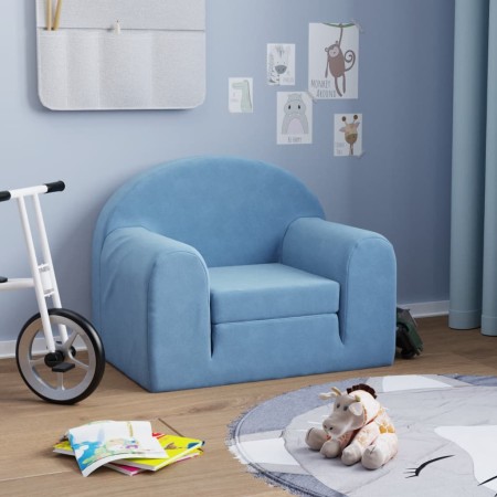 Sofá cama infantil felpa suave azul