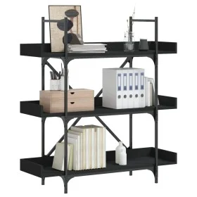 3-shelf black engineered wood bookcase 100x33x108.5 cm by , Bookcases and shelves - Ref: Foro24-837687, Price: 49,05 €, Disco...