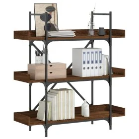 Bookcase with 3 shelves brown engineered wood 100x33x108.5 cm by , Bookcases and shelves - Ref: Foro24-837691, Price: 46,48 €...