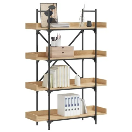 Bookcase with 4 shelves engineered oak wood 100x33x145.5 cm by , Bookcases and shelves - Ref: Foro24-837693, Price: 81,95 €, ...