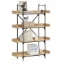Bookcase with 4 shelves engineered oak wood 100x33x145.5 cm by , Bookcases and shelves - Ref: Foro24-837693, Price: 81,95 €, ...