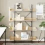 Bookcase with 4 shelves engineered oak wood 100x33x145.5 cm by , Bookcases and shelves - Ref: Foro24-837693, Price: 81,95 €, ...