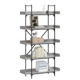 Bookcase with 5 shelves gray Sonoma wood 100x33x180.5 cm by , Bookcases and shelves - Ref: Foro24-837700, Price: 99,07 €, Dis...
