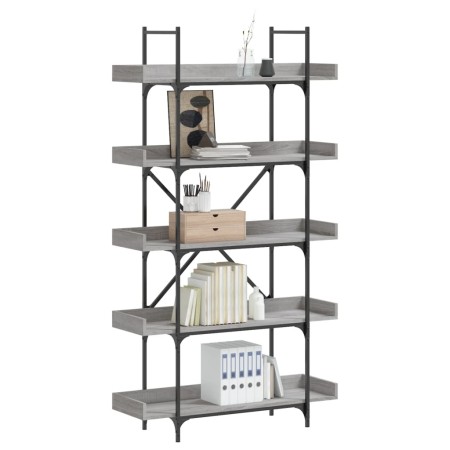 Librería 5 estantes madera gris Sonoma 100x33x180,5 cm de , Librerías y estanterías - Ref: Foro24-837700, Precio: 100,31 €, D...