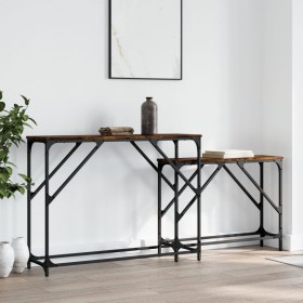 Stapelbare Konsolentische, 2 Stück, Holzwerkstoff, geräucherte Eiche von , Seitentische - Ref: Foro24-837804, Preis: 51,32 €,...