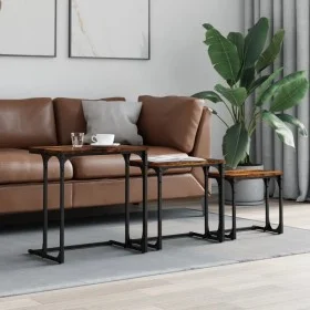 Stackable coffee tables 3 pieces engineered wood smoke oak by , Coffee table - Ref: Foro24-837819, Price: 41,42 €, Discount: %